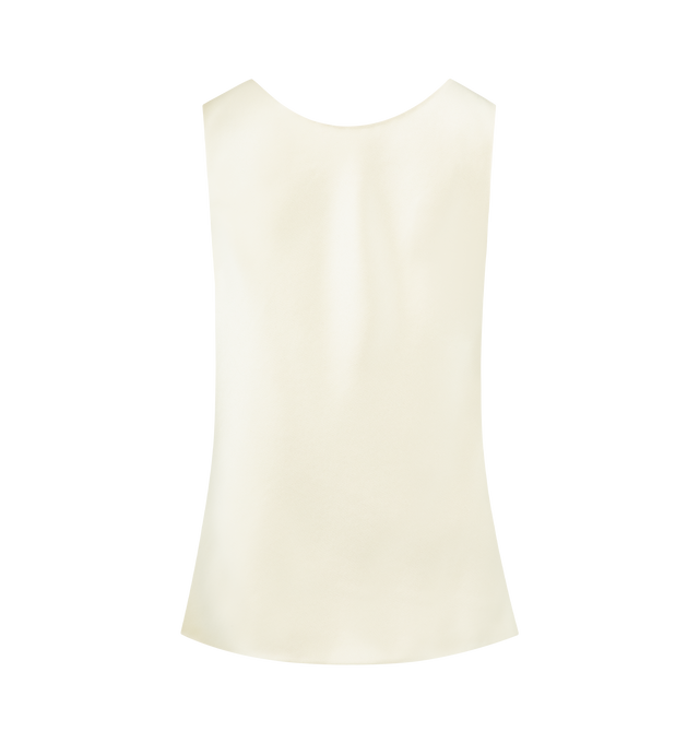 Image 2 of 2 - WHITE - THE ROW Faustino Silk Satin Top featuring hammered silk-satin, rounded neckline and slim fit. 100% silk. Made in the USA.