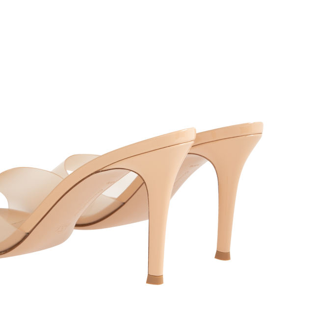 Image 3 of 4 - NEUTRAL - GIANVITO ROSSI Elle Mule 85 featuring open back, pointed toe, TPU strap at vamp, and covered stiletto heel with rubber injection. Heel: H3.25" Upper: thermoplastic polyurethane, leather. Sole: leather, rubber. Made in Italy. 