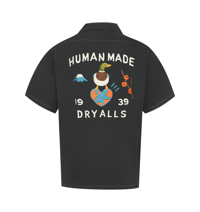 Image 2 of 2 - BLACK - HUMAN MADE Souvenir Shirt featuring a camp collar, button up closure and chest pockets with contrast stitching. 100% cotton. 