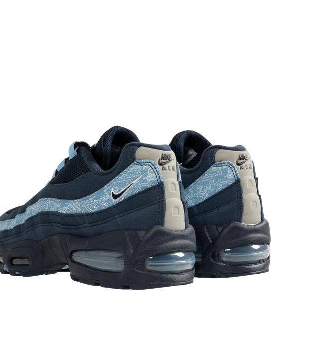 Image 3 of 5 - BLUE - NIKE Air Max 95 Big Bubble SE Sneaker featuring mixed materials and visible cushioning, textile and leather for a layered look, visible Max Air cushioning and flex grooves in the midsole and outsole. 