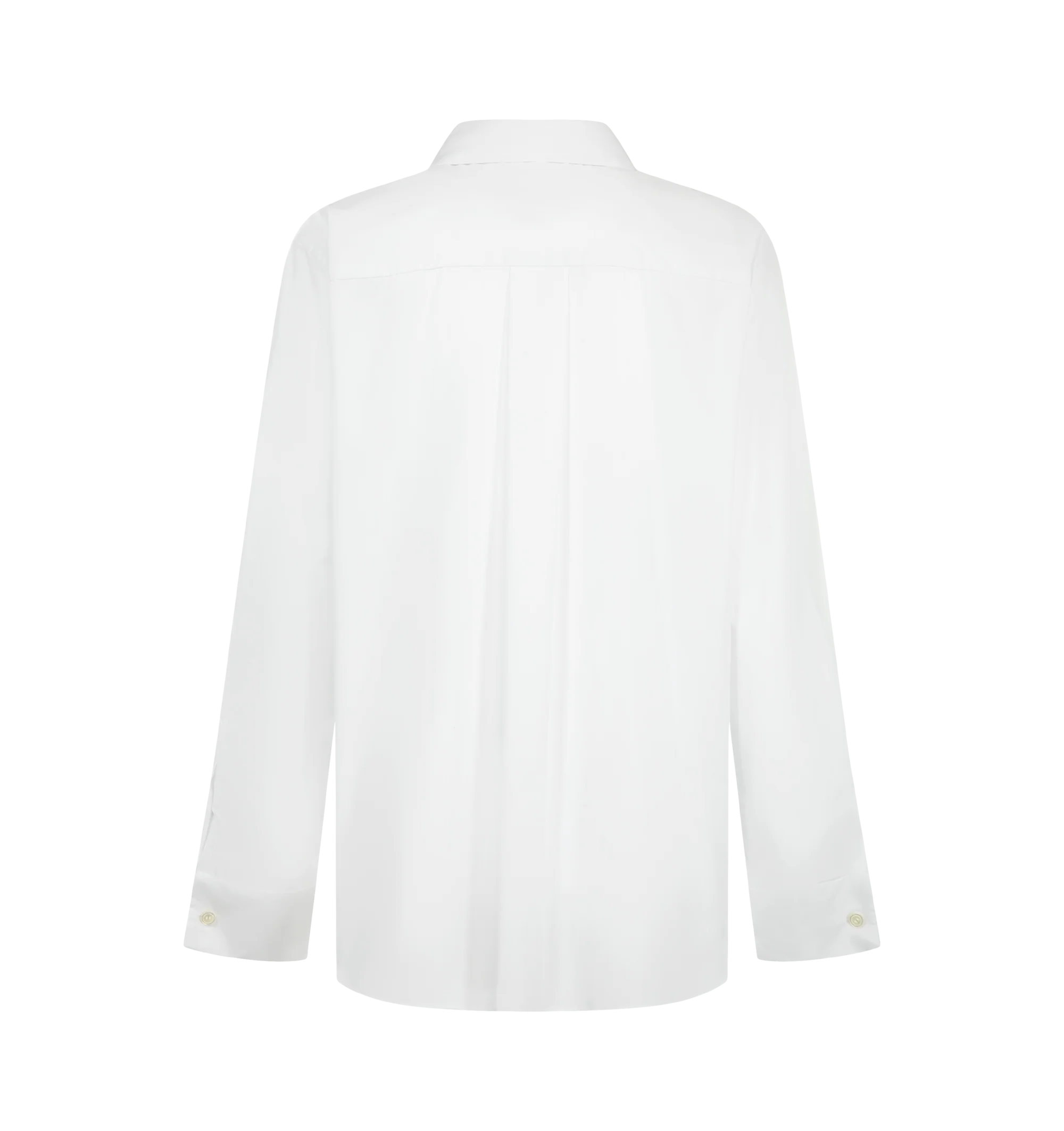 Image 2 of 2 - WHITE - Sacai Women's Poplin Vested Shirt featuring a front vest, long sleeves, classic collar, concealed front button closure. Materials: 65% Polyester; 35% Cotton.