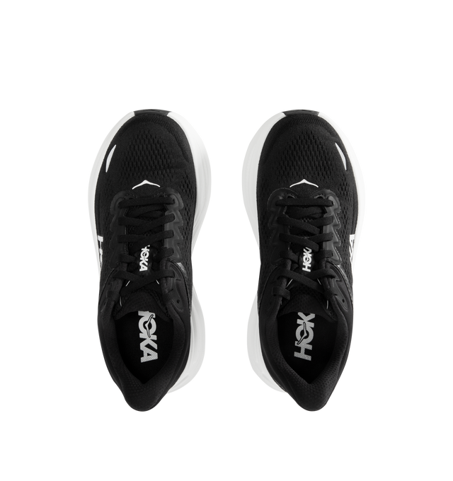Image 5 of 5 - BLACK - HOKA W Bondi 9 Sneaker featuring performance mesh upper, cushioned collar and tongue, removable contoured insole, supportive midsole, textile lining, lace-up closure, round toe and rubber sole. 
