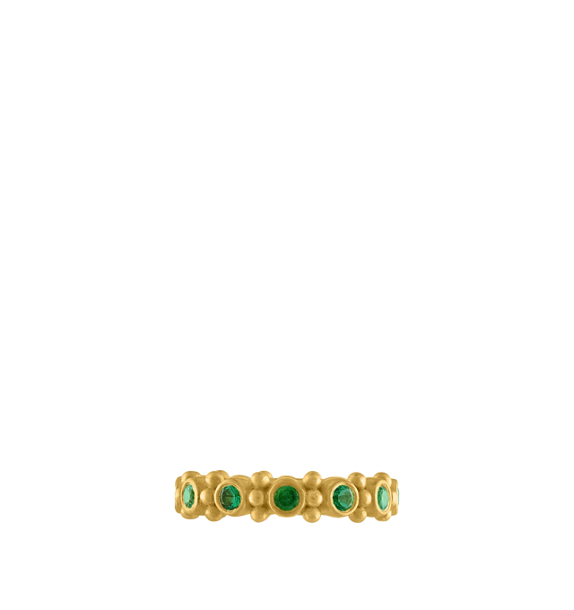 Image 2 of 2 - GOLD - PROUNIS Emerald Bulla Aeon Ring featuring faceted emeralds framed by a three-granule column. 22K gold. 3mm wide. Cheap Luxury Handbag Shop offers a range of pieces from this collection in-store. For personal consultation and detailed information about jewelry, please contact our dedicated stylist team at personalshopping@hirshleifers.com. This item may be restricted for online purchase to international clients. For assistance purchasing this item please contact our dedicated stylist team at persona