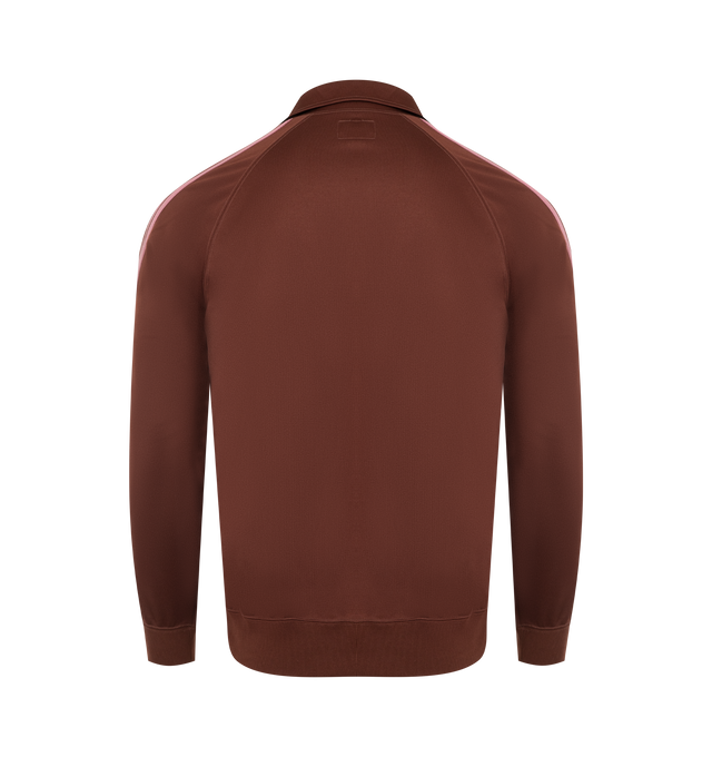 Image 2 of 3 - BROWN - NEEDLES Track Jacket featuring a zipped closure, zipped pockets, striped taping, ribbed trims and embroidered branding. 100% polyester. Made in Japan. 