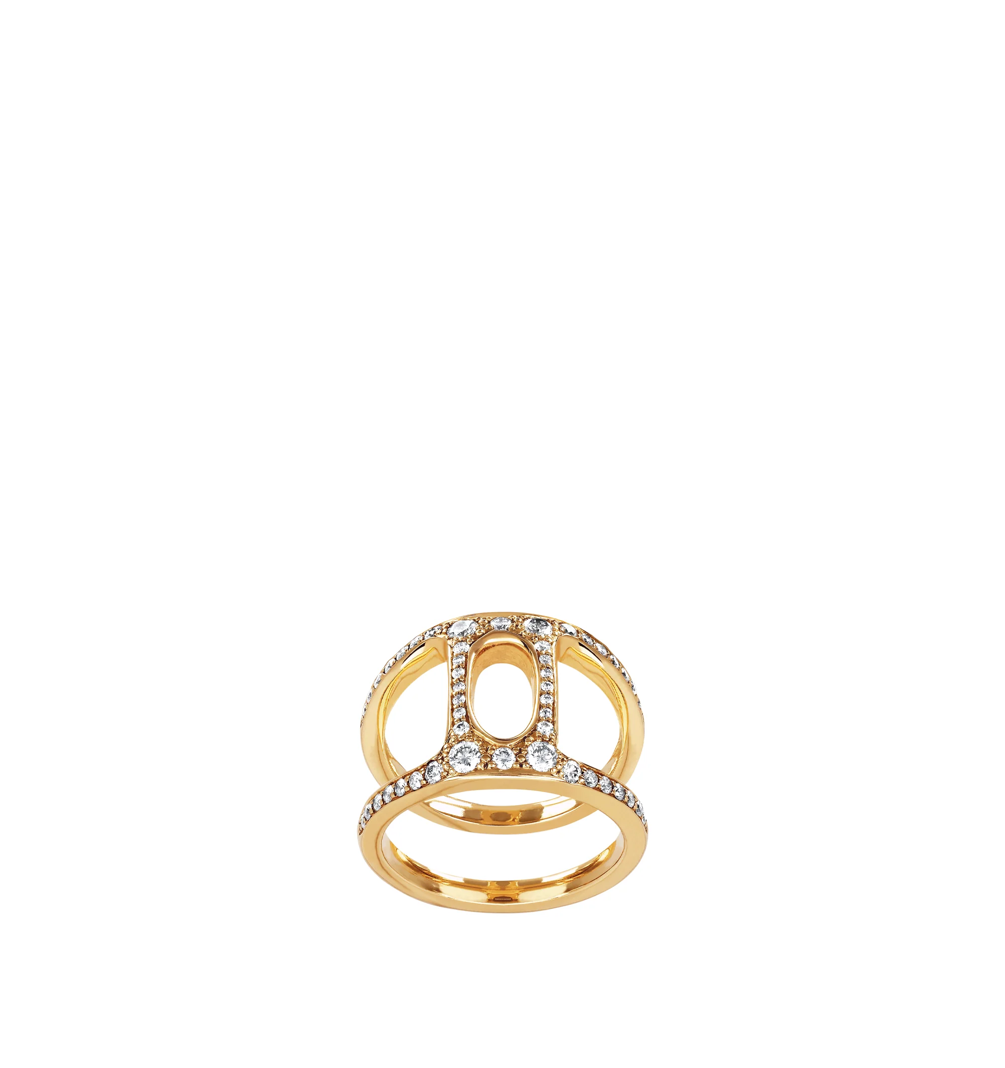 Image 2 of 2 - GOLD - Hoorsenbuhs Dame Phantom II Ring is crafted from 18K yellow gold and features the brands refined Phantom silhouette accented with white diamonds. Defined by elongated geometry and controlled negative space, each handcrafted ring is precision-set to maintain clean lines and structural integrity. For personal consultation and detailed information about jewelry, please contact our dedicated stylist team at personalshopping@hirshleifers.com.This item may be restricted for online purchase t