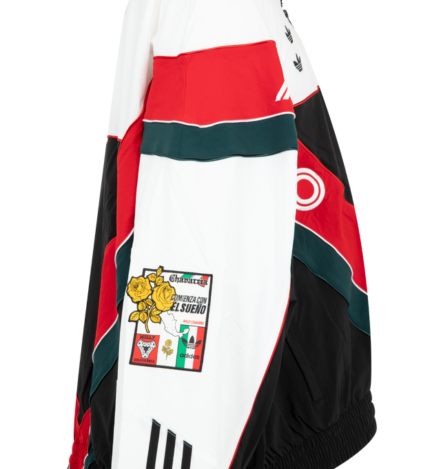Image 3 of 3 - MULTI - Adidas Mens Woven Jacket features a woven construction with a full zip-front closure. Designed with front zip pockets, applied 3-Stripes on the lower sleeves, embroidered artwork on the front and back, chest and sleeve patches, and official Mexican Football Federation detailing. Made in Indonesia. 