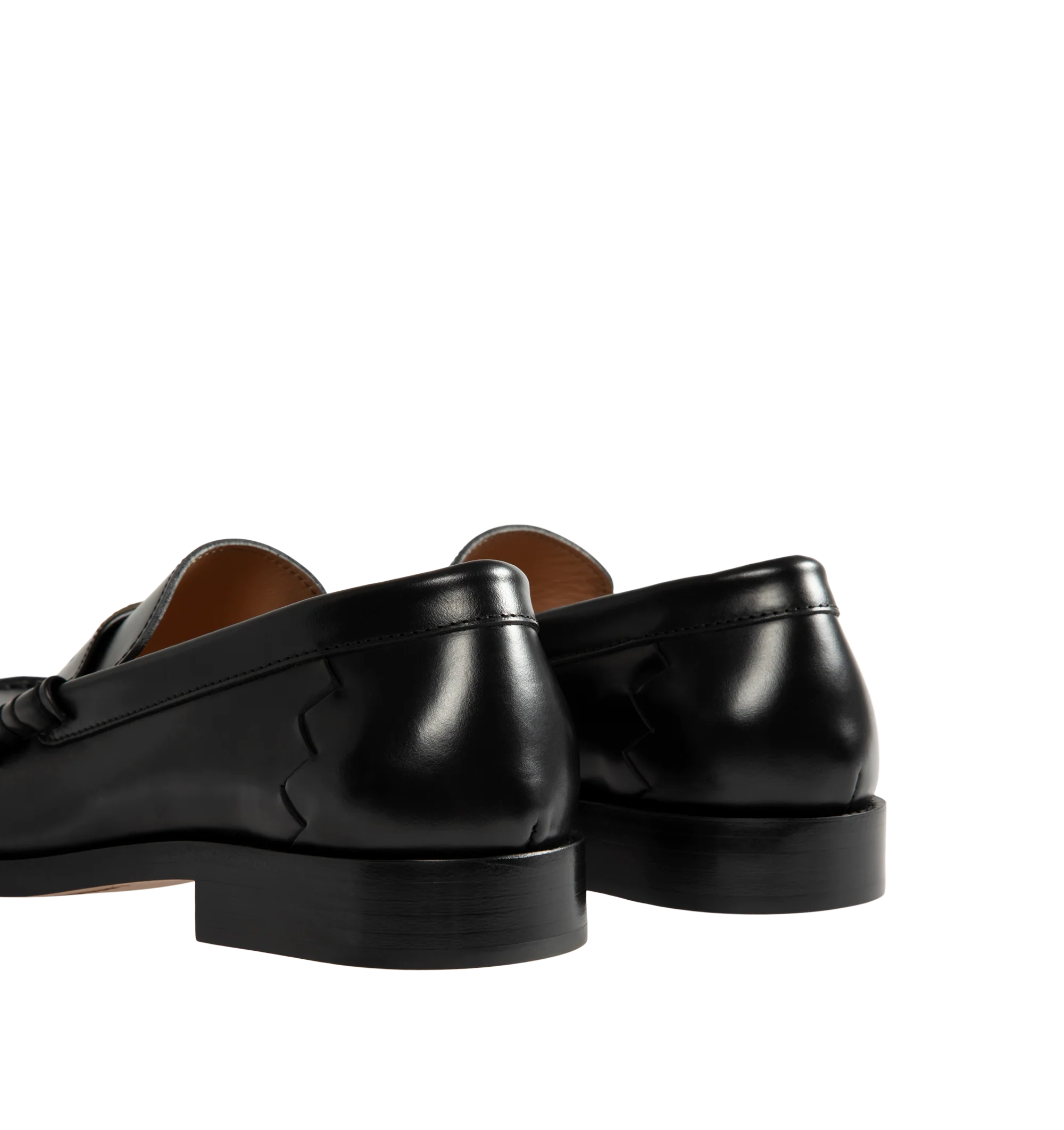 Image 3 of 4 - BLACK - Bottega Veneta Men's Penny Loafers are crafted from shiny leather and feature a timeless slip-on silhouette with a classic penny strap with metal coin detail across the vamp. Main Material: Leather.