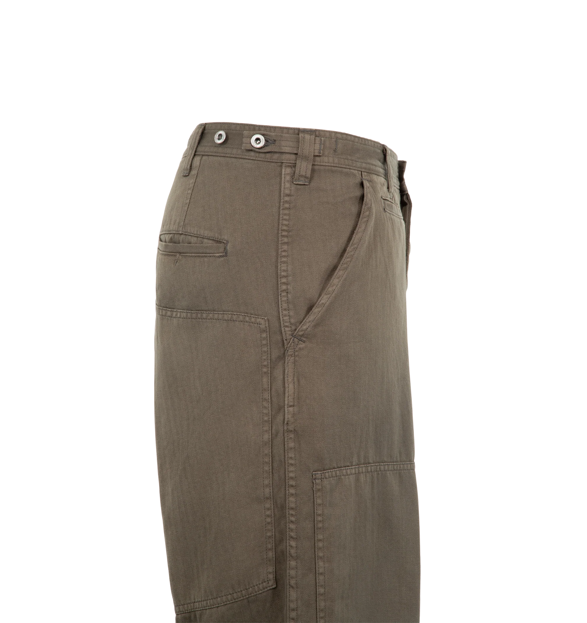 Image 3 of 3 - BROWN - A.Presse Men's Military Double Knee Trousers are crafted from cotton and feature a utilitarian double-knee design, and a distinctive vintage-inspired texture and appearance. Main Material: 100% Cotton. Made in Japan.