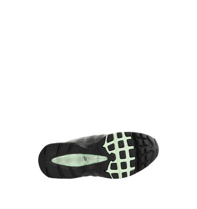 Image 4 of 5 - BLACK - NIKE Air Max 95 Big Bubble Sneaker featuring textile and synthetic leather, visible Max Air cushioning, flex grooves in the midsole and outsole, foam midsole and rubber outsole.