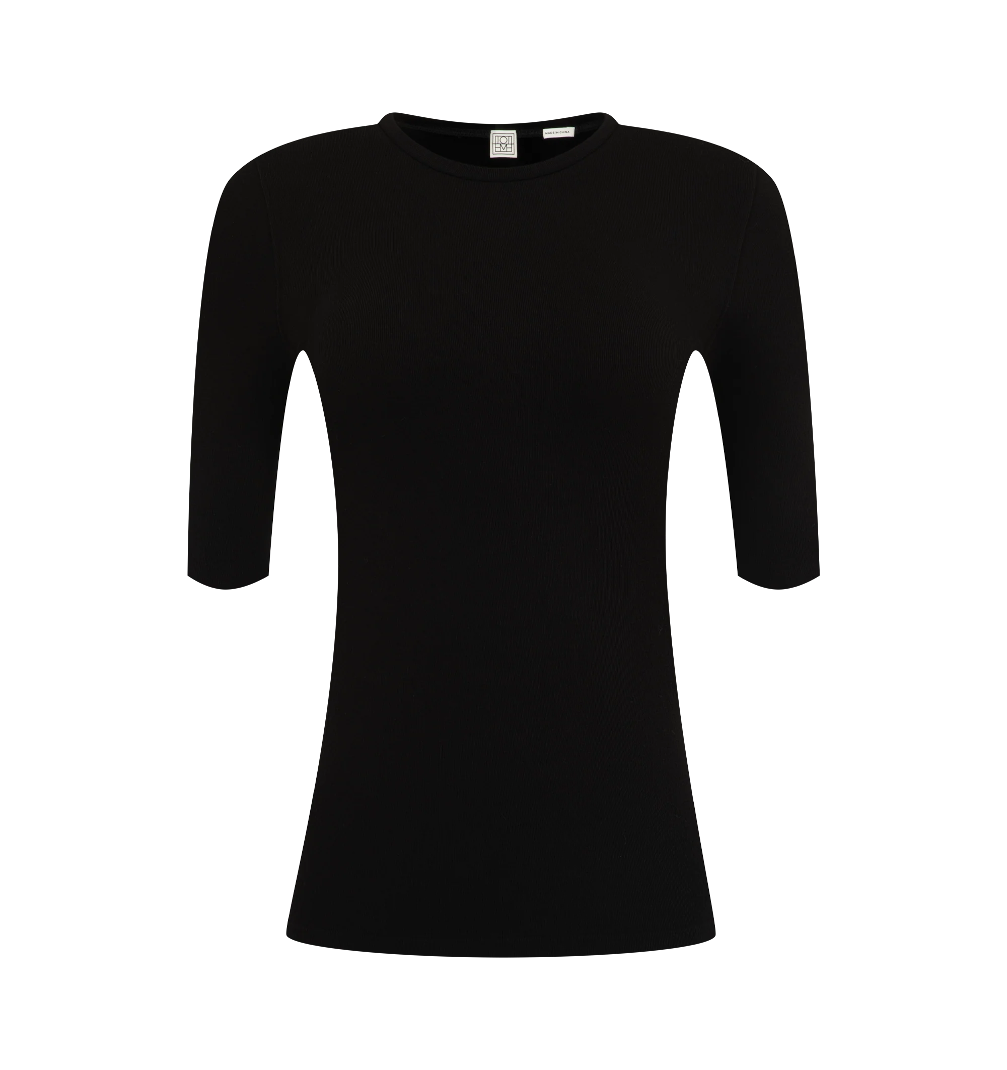 Image 1 of 2 - BLACK - Toteme Women's Compact Jersey Top is crafted from a signature compact knit and features a flattering slim-fit silhouette. Designed with a scoop neckline, long sleeves, and hip-length proportions, it is finished in a pullover style. Main Material: Viscose/Nylon/Polyamide/Elastane. Imported.