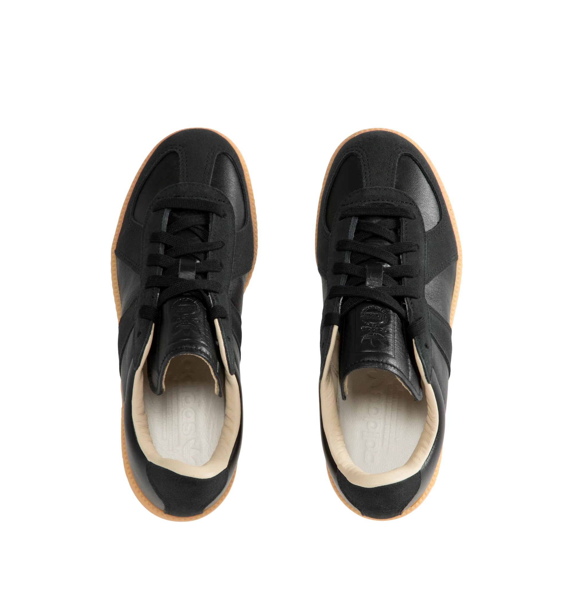 Image 5 of 5 - BLACK - Adidas Mens BW Army Shoes are crafted from leather with premium suede overlays. Features a regular fit, lace-up closure, leather sockliner, rubber outsole, and adidas logo detailing on the tongue, sockliner, and tooling. Upper: Leather with Suede Overlays; Sockliner: Leather; Outsole: Rubber. Made in Vietnam.