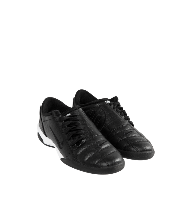 Image 2 of 5 - BLACK - NIKE Total 90 Sneaker featuring authentic soccer style, leather and textiles construction, asymmetrical lacing, flat rubber sole, Total 90 logos on each side and rubber outsole.