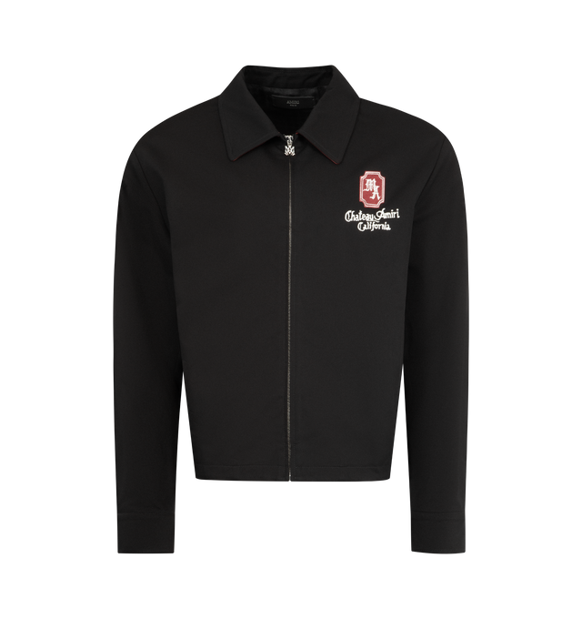 Image 1 of 3 - BLACK - AMIRI MA Chateau Jacket featuring collar, long sleeves, zip fastening, 2 side pockets and regular fit. 100% cotton. Made in Italy.