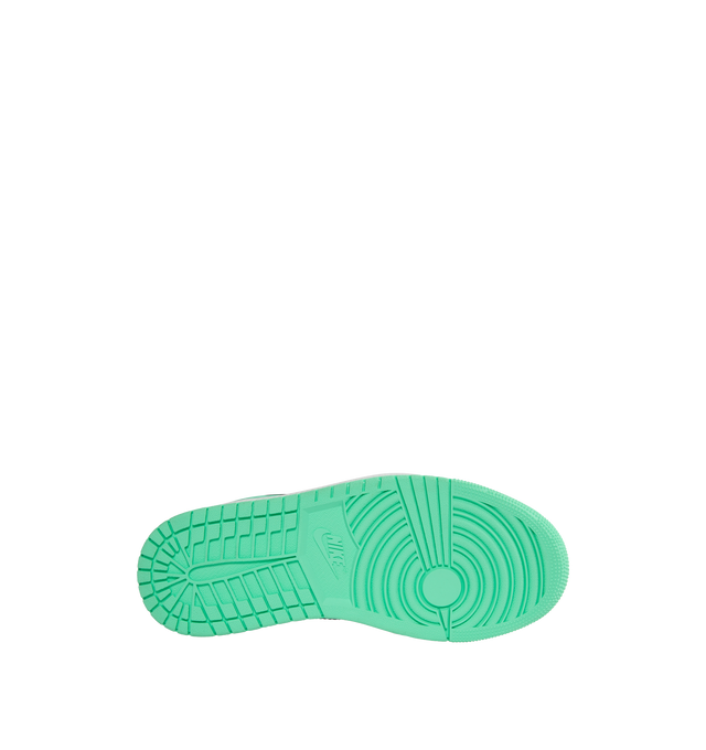 Image 4 of 5 - GREEN - Air Jordan 1 Retro High OG "Green Glow" classic sneaker crafted from premium materials in a fresh mint green color. Leather upper offers durability and structure.Encapsulated Air-Sole units provide lightweight cushioning. Solid rubber outsoles give you traction on a variety of surfaces. Signature Wings logo stamped on collarStitched-down Swoosh logo. 