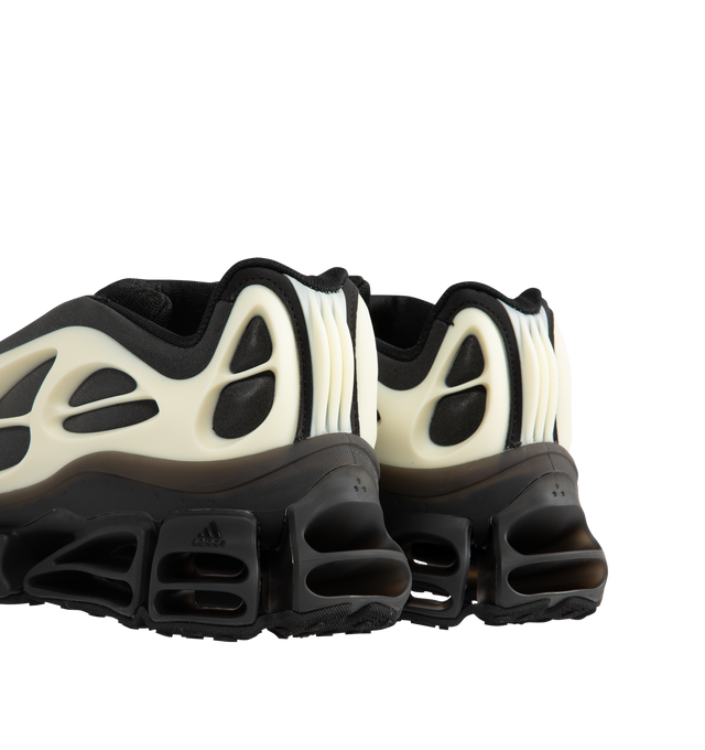 Image 3 of 5 - BLACK - Adidas Mens Megaride Bones x Willy Chavarria Sneakers are crafted from textile, mesh, and synthetic materials. Features a lace-up closure, padded tongue, padded heel, Megaride cushioning system, and textile lining. Upper: Textile, Mesh, and Synthetic; Lining: Textile; Sole: Rubber. Made in China.