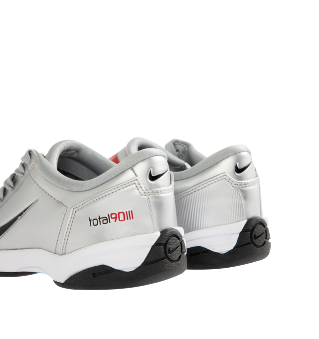 Image 3 of 5 - SILVER - NIKE Total 90 Sneaker featuring original quilted upper, asymmetrical lacing, synthetic leather upper with Total 90 logos on each side, padded collar and flat rubber outsole.  