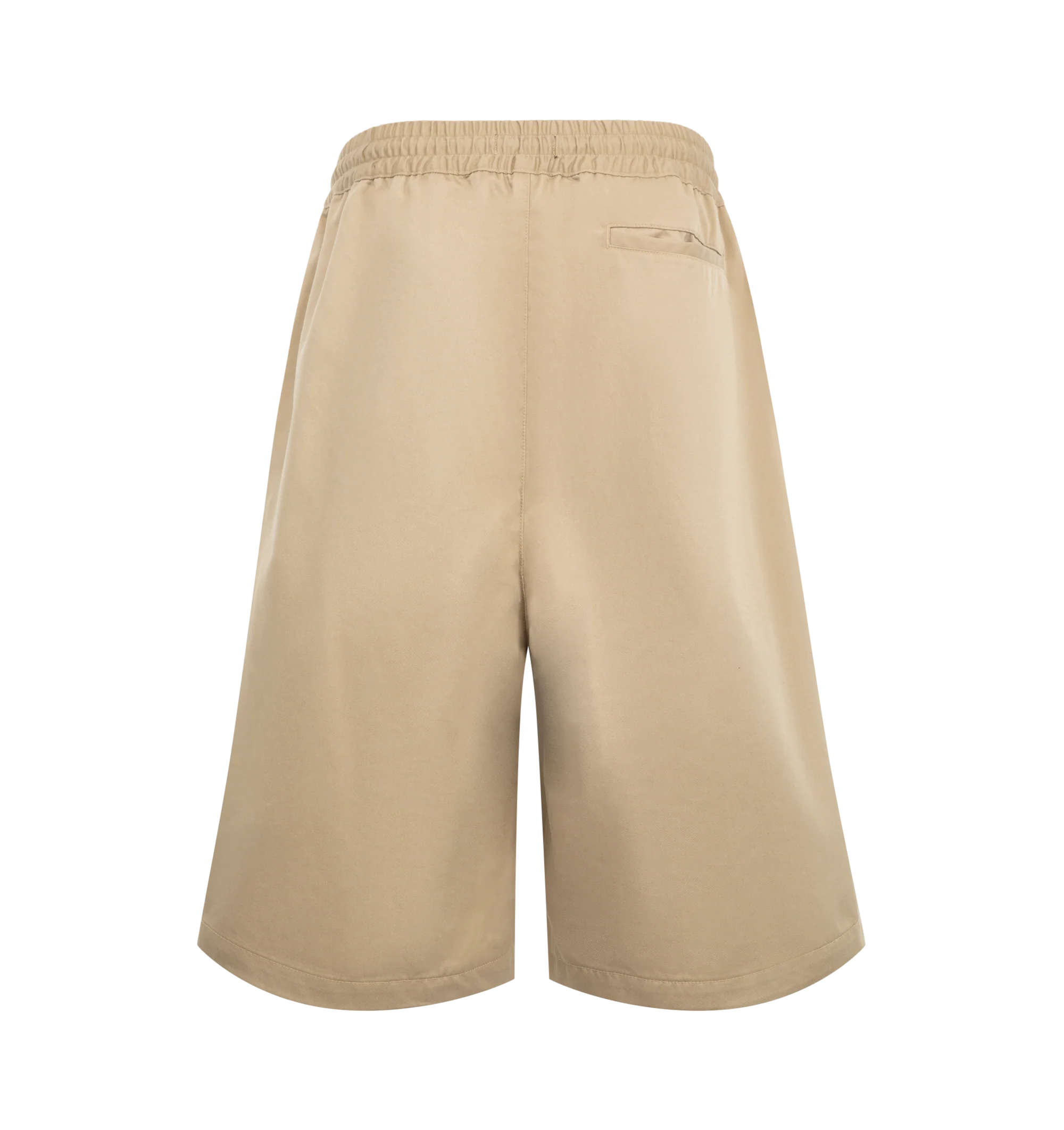 Image 2 of 3 - NEUTRAL - Willy Chavarria Orale Elasticated Short is crafted from a polyester-cotton blend and features a relaxed, voluminous silhouette with an elasticated waistband for everyday comfort. Designed with the brand's signature oversized proportions and clean utility-inspired styling. Main Material: 65% Polyester, 35% Cotton. Lining: 100% Cotton. Made in USA.