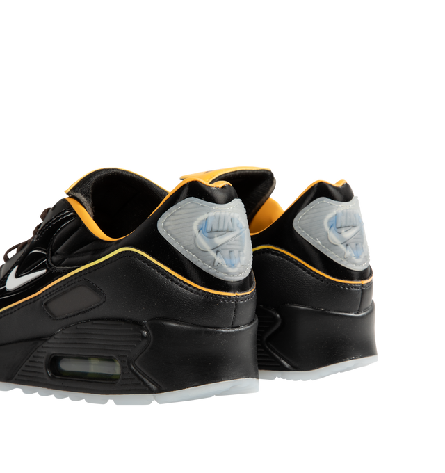 Image 3 of 5 - BLACK - NIKE Air Max 90 "Mercurial" Sneaker featuring Mad 90 Pack with four Air Max 90 designs inspired by classic Nike soccer cleats, a removable fold-over tongue, a color-shifting finish, plush and comfortable, Max Air cushioning, padded collar, foam midsole and rubber outsole.