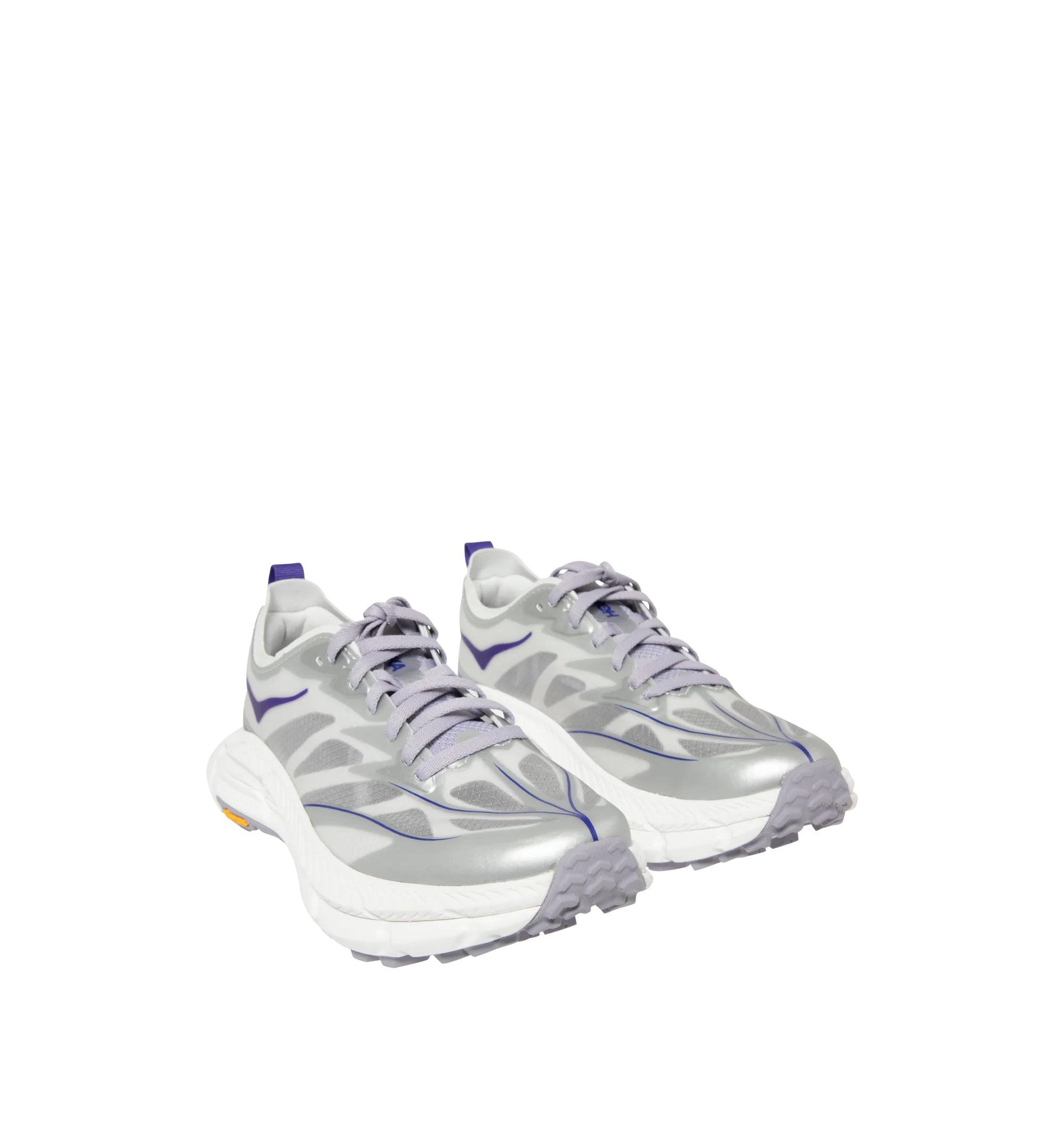 Image 2 of 5 - SILVER - HOKA U Mafate Speed 4 Lite Sneaker featuring ripstop and rubber upper with vibram sole, lace-up front, flat tongue design and padded collar. Imported from Vietnam.
