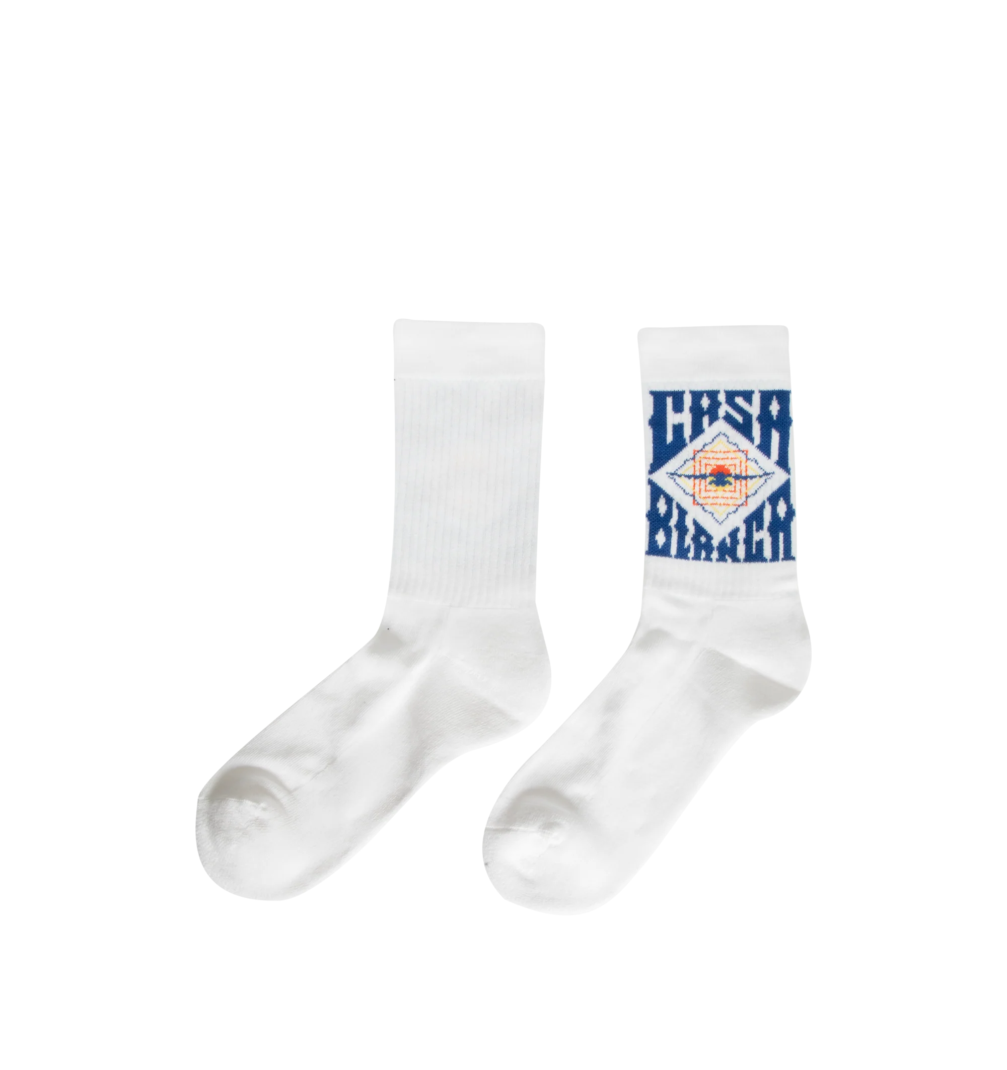 Image 2 of 2 - WHITE - The Casablanca Men's white Hermons Mirage Socks are a sports design crafted from a cotton blend, featuring the house's Casa artwork and signature diamond logo. 87% recycled cotton 12% polyamide 1% elastane. Made in Portugal 