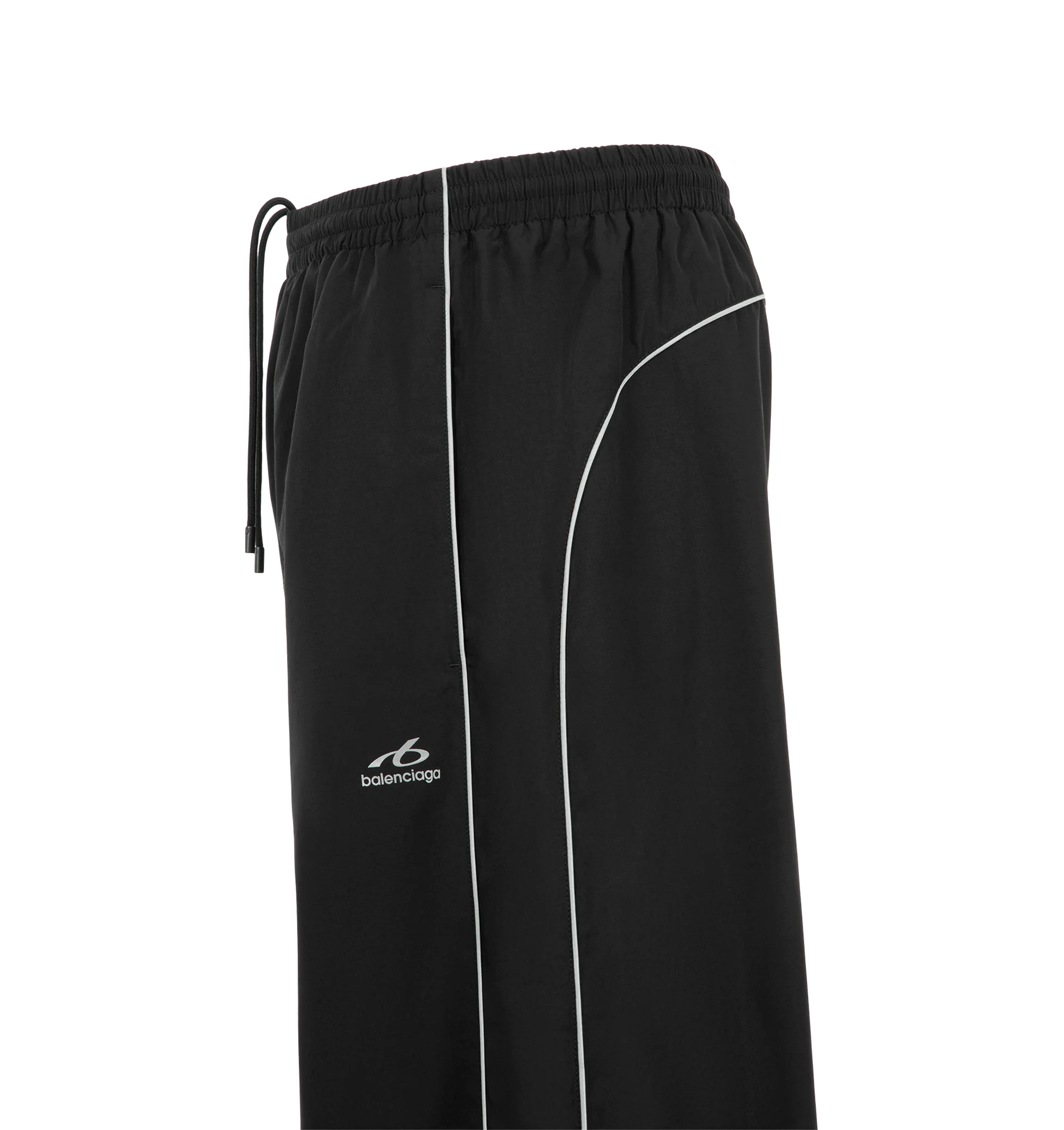 Image 3 of 3 - BLACK - Balenciaga Men's Bodies Tracksuit Pants are crafted from technical cotton poplin and feature a mid-rise silhouette with an elasticated waistband. Reflective piping, two slash pockets, and reflective-effect Bodies artwork printed at the front complete the design. Main Material: 50% Cotton, 50% Polyamide. Lining: 100% Polyester. Made in Italy. 