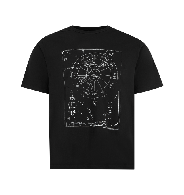 Image 1 of 2 - BLACK - RICK OWENS Brad T featuring classic cotton jersey, astrological natal chart, vertical seam runs down the back spine, crewneck and short sleeves. 100% cotton. Made in Italy.
