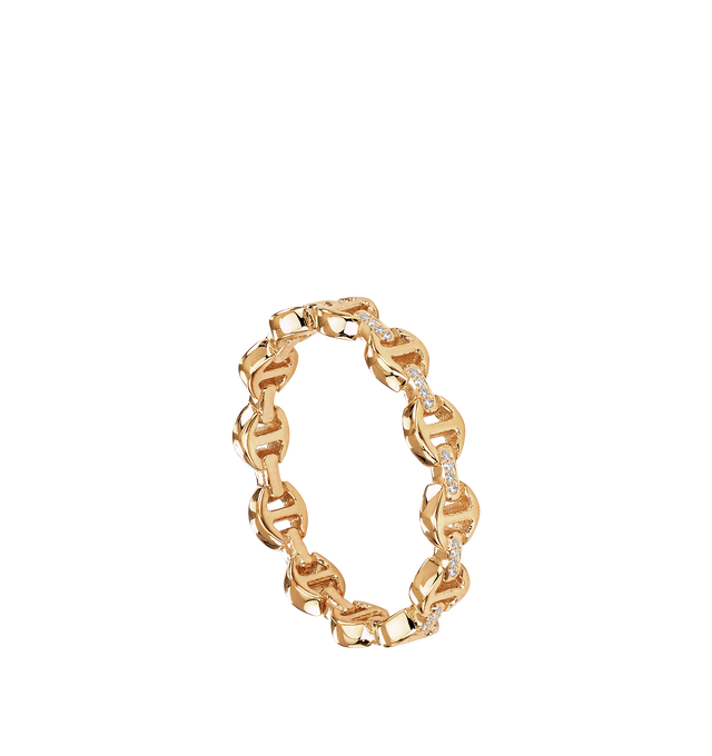 Image 2 of 2 - GOLD - HOORSENBUHS Micro II Ring with Diamond Bridges featuring solid 18K gold construction, hand-set diamond bridge detailing, micro tri-link architecture and band width: 3.5mm. Size 6. Cheap Luxury Handbag Shop offers a range of initial pieces from this collection in-store. For personal consultation and detailed information about jewelry, please contact our dedicated stylist team at personalshopping@hirshleifers.com.