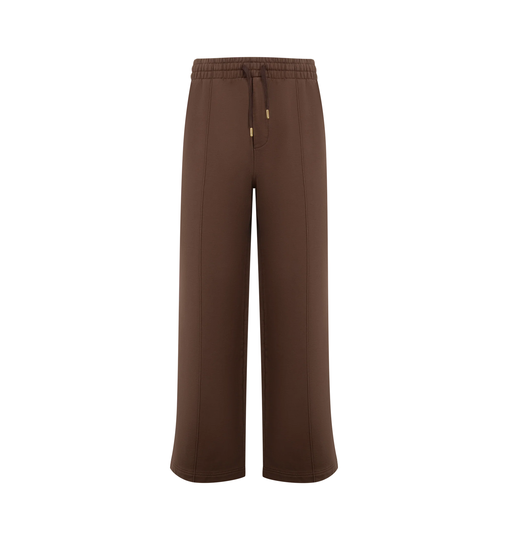 Image 1 of 3 - BROWN - Casablanca Men's Embroidered Pintuck Joggers are crafted from premium cotton and feature a relaxed silhouette with pintuck detailing, an elasticated drawstring waistband, ribbed cuffs, side pockets, and signature embroidered branding. These designer joggers combine exceptional everyday comfort with Casablanca's refined luxury sportswear aesthetic, creating an elevated essential for casual styling. Main Material: 100% Cotton.