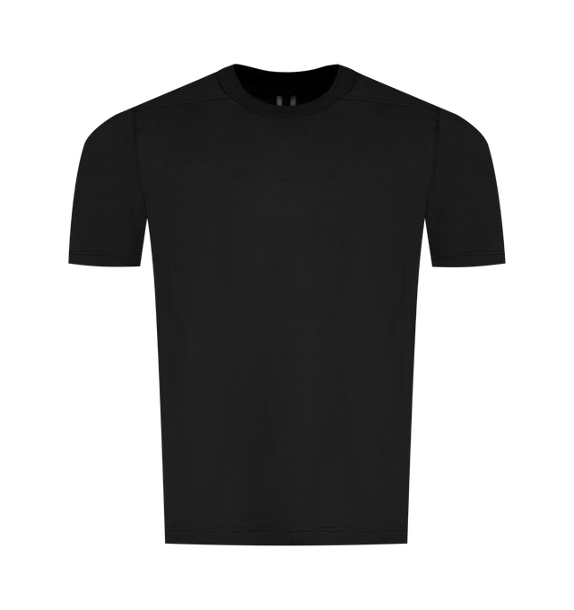 Image 1 of 2 - BLACK - RICK OWENS Short Level T-shirt featuring GOTS-certified organic cotton jersey T-shirt, rib-knit crewneck, offset shoulder seams and central seam at back. 100% organic cotton. Made in Italy.