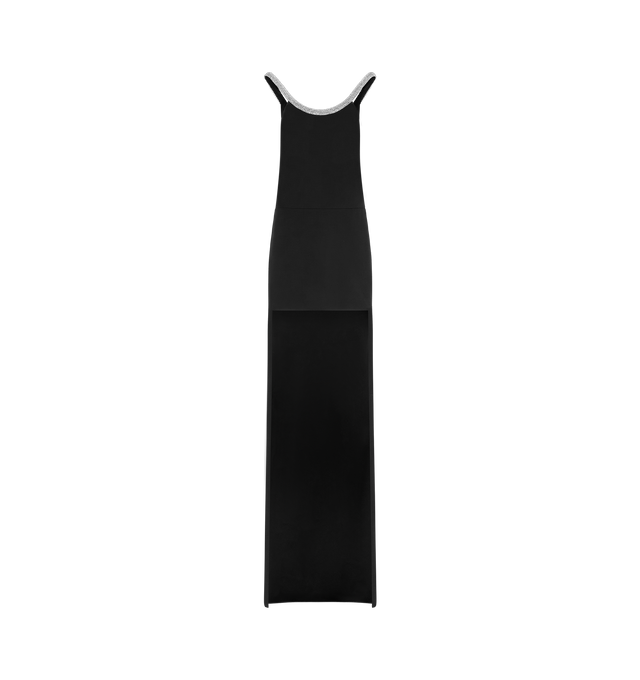 Image 1 of 5 - BLACK - TOM FORD Crystal Embroidery Cocktail Dress featuring an asymmetric crepe satin cocktail dress with sculpted crystal-chain embroidery, a high-low silhouette and fully lined. 73% acetate, 27% viscose. Lining: 100% silk. Made in Italy. This item may be restricted for online purchase to international clients. For assistance purchasing this item please contact our dedicated stylist team at personalshopping@hirshleifers.com.
