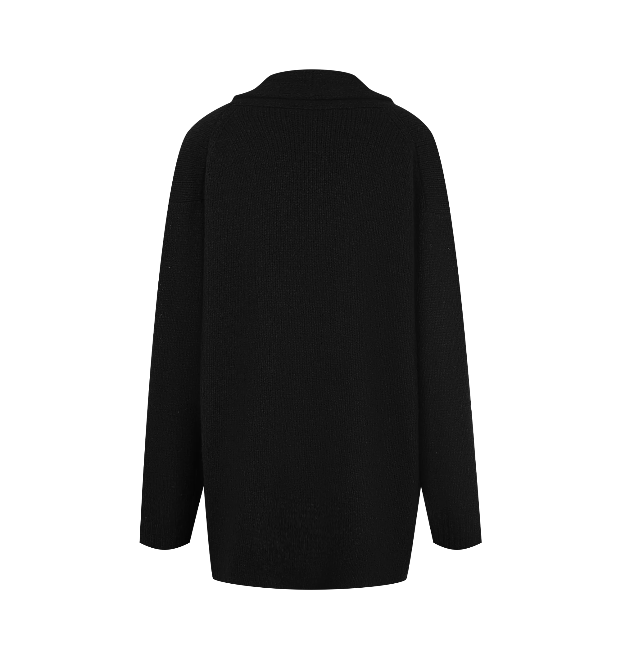 Image 2 of 2 - BLACK - The Row Women's Parry Cardigan is crafted from luxurious cashmere and features a seamless oversized silhouette with a draped shawl collar, and open front. This designer cashmere cardigan coat combines exceptional Italian craftsmanship with effortless elegance, offering unparalleled softness and warmth in a timeless layering piece. Main Material: 100% Cashmere. Made in Italy.
