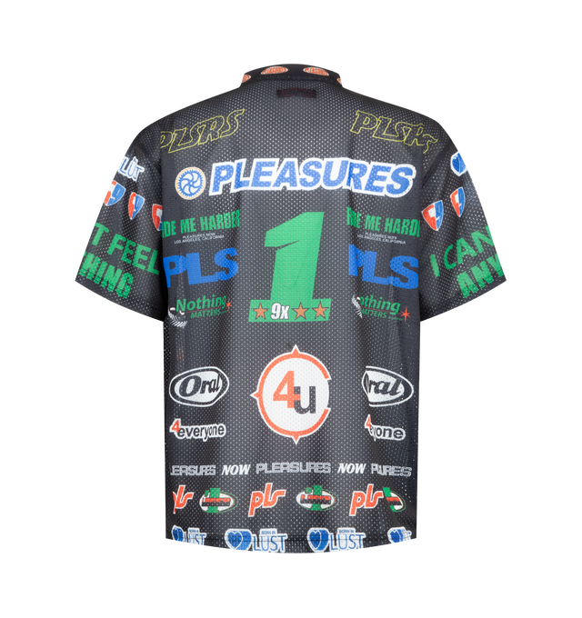 Image 2 of 2 - MULTI - Pleasures Mens Oral Mesh Shirt is crafted from lightweight polyester mesh. Features a relaxed short-sleeve silhouette and all-over digital print artwork. Main Material: 100% Polyester. Made in China. 