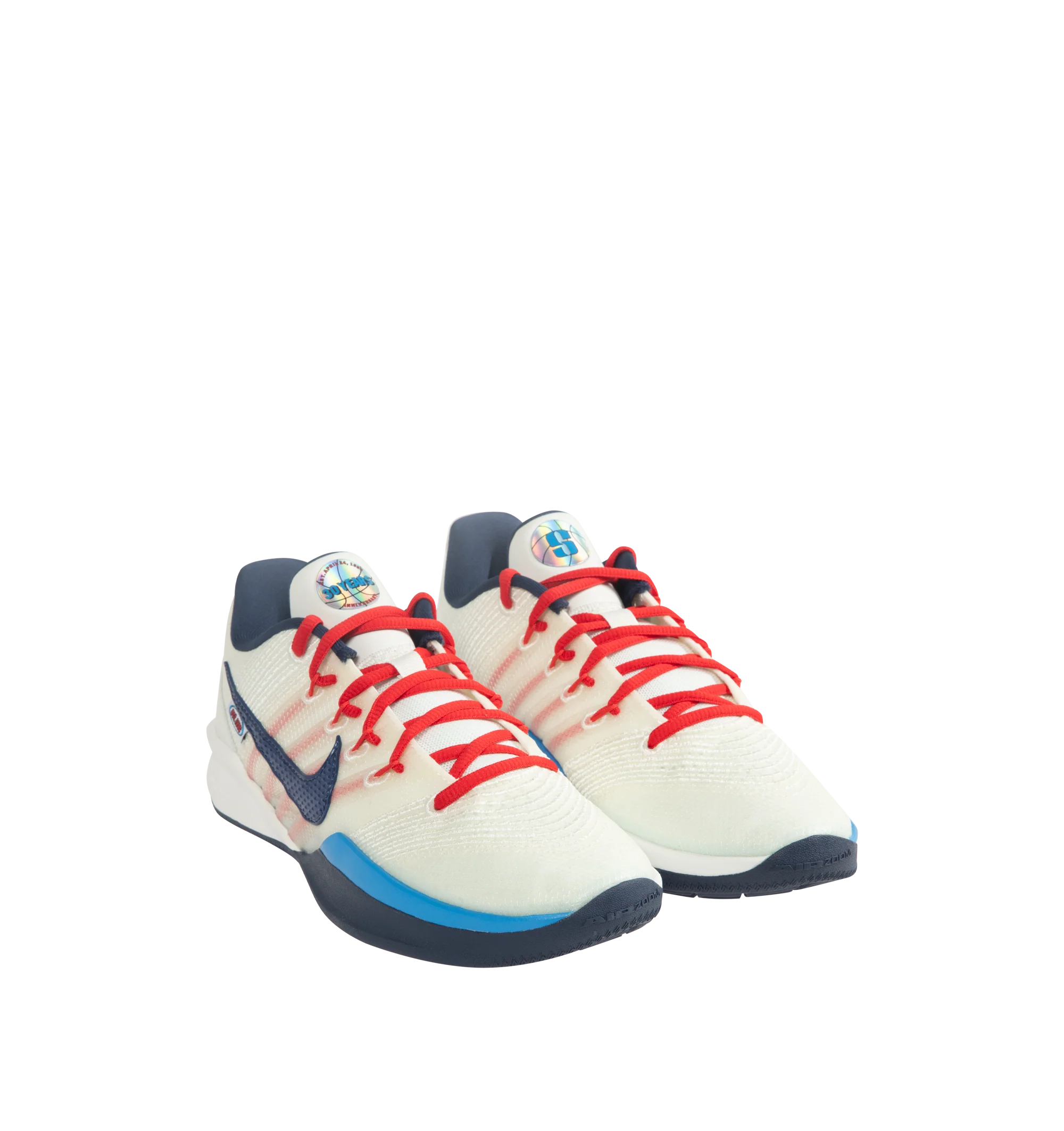 Image 2 of 5 - MULTI - Nike Womens Sabrina 3 Basketball Shoes feature a lightweight engineered upper with integrated support cables. This special design honors the WNBAs 30th anniversary, blending the leagues debut colors to salute the day ones who sparked hope in young hoopers like Sabrina. Designed with a lace-up closure, forefoot Air Zoom unit, dual-density Cushlon 3.0 foam midsole, glove-like fit, multidirectional traction pattern, and durable rubber outsole. Upper: Engineered Textile; Cushioning: Air Z 