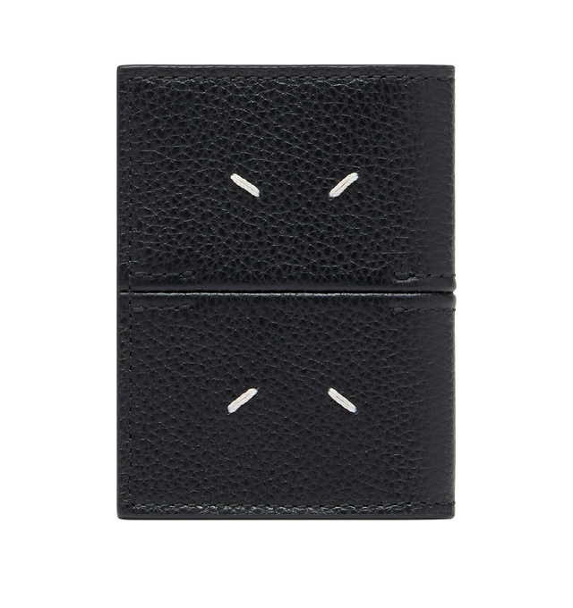 Image 2 of 3 - BLACK - MAISON MARGIELA Leather Card Holder featuring bi fold, card slots, four stitches at the back and logo inside. 100% calf leather. Made in Italy.