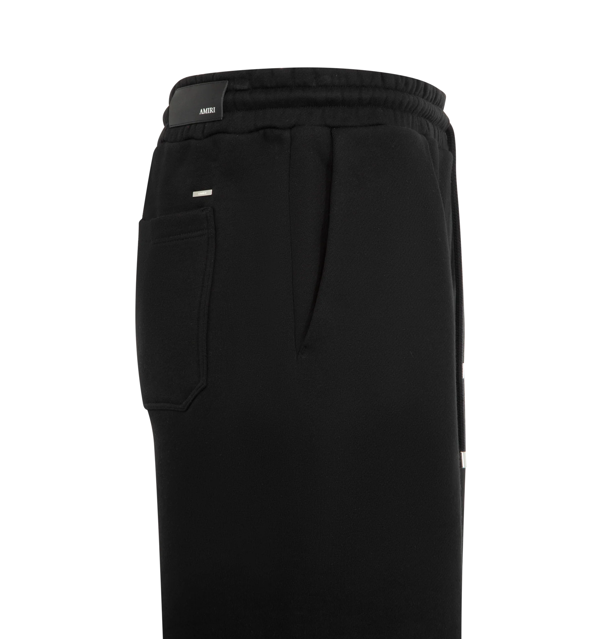 Image 3 of 3 - BLACK - AMIRI MA Surf Sweatshort featuring regular fit, elastic waistband with drawcord, MA logo at front, two side seam pockets, one rear pocket and logo patch at rear and silver tone logo tag. 100% cotton. Made in Italy. 