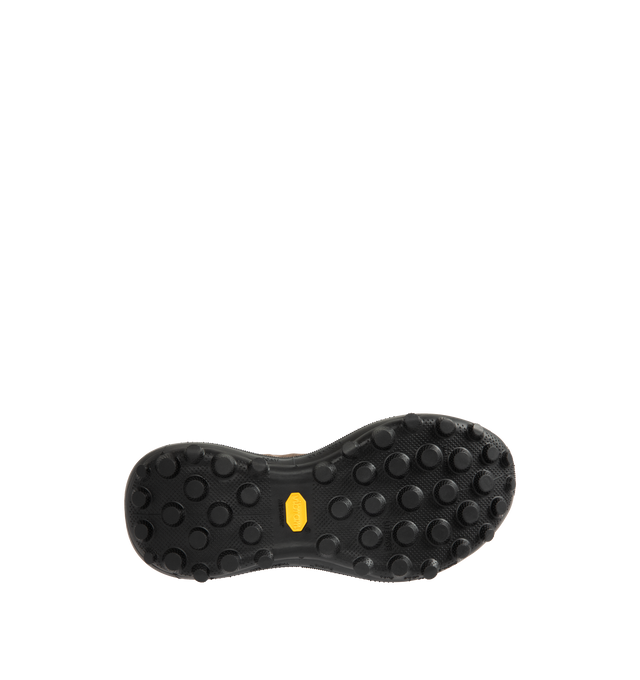 Image 4 of 5 - BROWN - SATISFY The Rocker Sneaker featuring Rippy  66 mesh upper with Vibram rubber sole, asymmetrical lace-up front, Cushioned Euforia  Super Foam footbed, TuneLug  outsole for enhanced grip, control, and edge hold on technical descents, Rippy  66 monomesh for strength, durability, breathability, and resilience, notched, textured laces and back pull tab. 