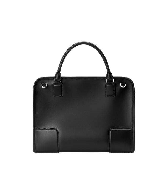 Image 6 of 16 - BLACK - Loewe Amazona 180 large bag takes on a relaxed silhouette anchored by a single toron top handle. It is designed to be carried open, while a concealed closure secures the main compartment. Removable shoulder and crossbody straps make it highly versatile. This large version is crafted in soft calfskin. Three carry options: short handle, removable shoulder strap and crossbody. Features zip closure with two leather zip pullers, two compartments, main compartment closed with magnetic clos