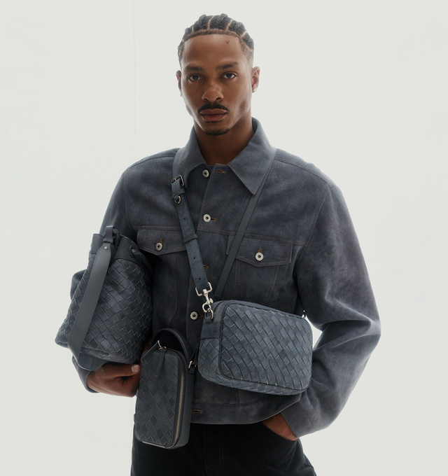 Image 2 of 5 - GREY - BOTTEGA VENETA Jacket featuring a cloudy finish, button closure, front flap button pockets, button cuffs and collar. Made in Italy.