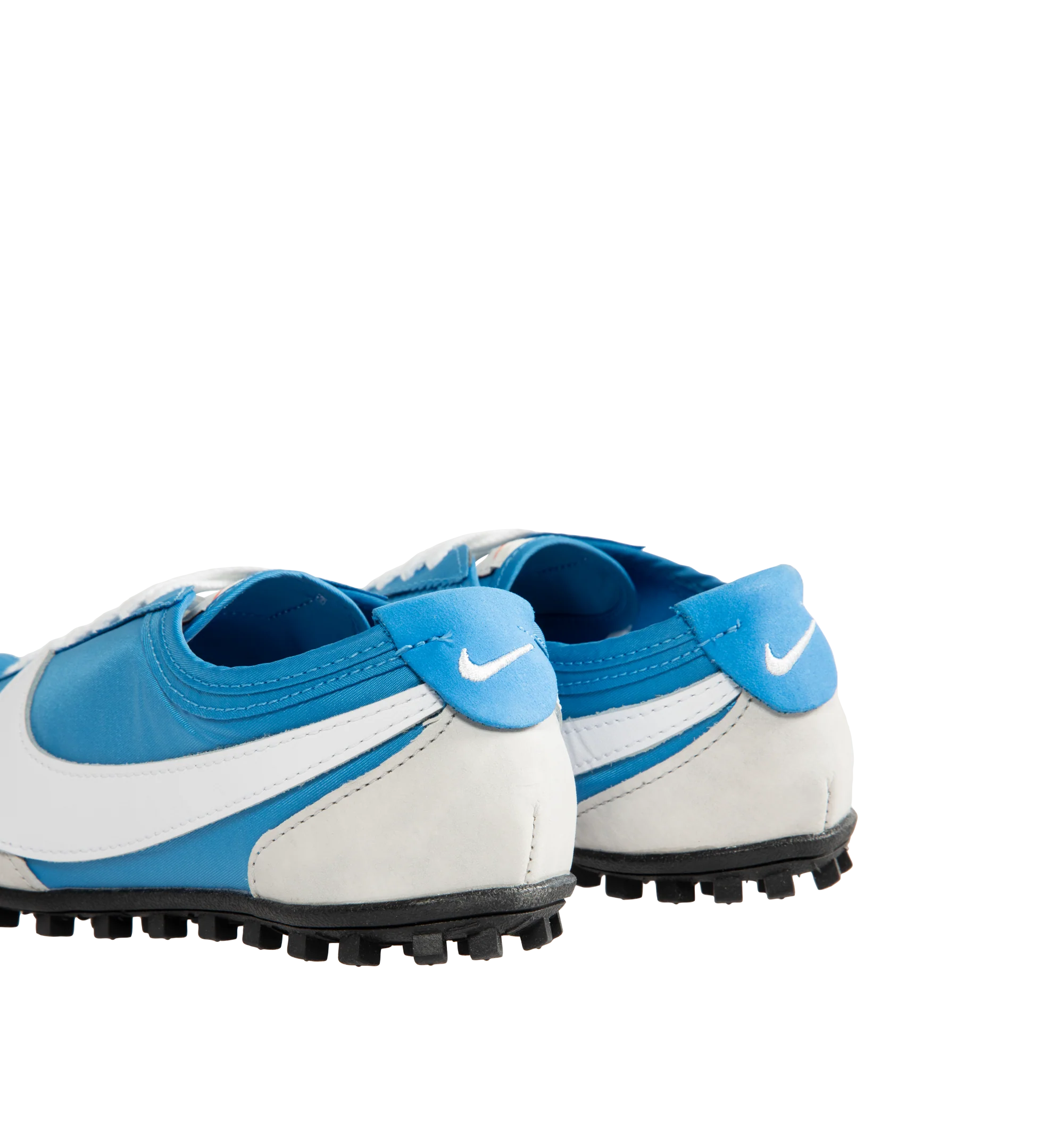 Image 3 of 5 - BLUE - Nike Men's Moon Shoe OG SP Sneakers feature an Italy Blue and Neutral Grey nylon upper with black and white accents and a leather Swoosh. Inspired by Nike's original 1970s running shoe, the streamlined silhouette is finished with a rubber Waffle outsole for durable traction. Upper: Nylon and Leather. Sole: Rubber. 