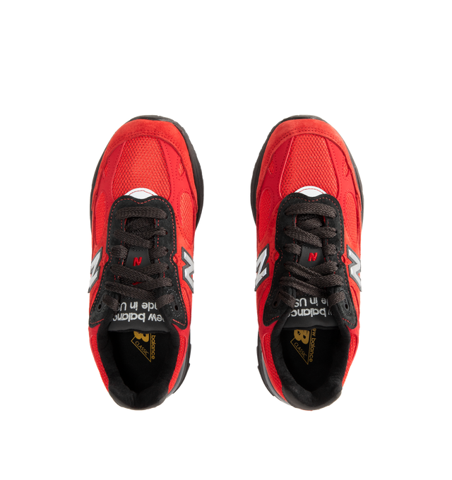 Image 5 of 5 - RED - NEW BALANCE Made in USA 993 Sneaker featuring suede overlays, mesh upper, ABZORB midsole absorbs impact through a combination of cushioning and compression resistance, ACTEVA midsole cushioning delivers versatile, flexible support, reflective accents designed to catch the light?? and full-length rubber outsole with Ndurance rubber heel for added durability.