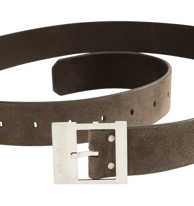 Image 2 of 2 - BROWN - RICK OWENS Stooges Belt featuring buckle fastening, adjustable length, branded buckle and silver-toned hardware. Width 4.5cm. 100% leather. Made in Italy.