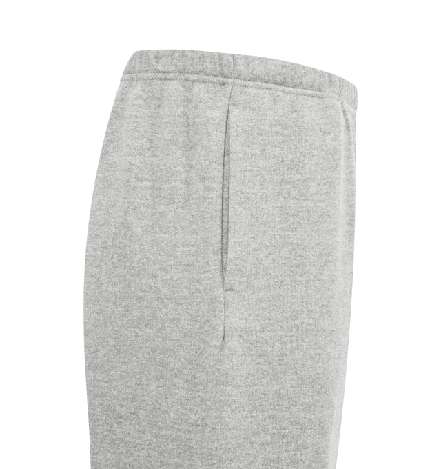 Image 3 of 3 - GREY - THE ROW Kohana Pant featuring relaxed low-rise sweatpant with straight leg, elastic drawstring waist, and side slash pockets. 84% cotton, 16% cashmere. Made in Italy.
