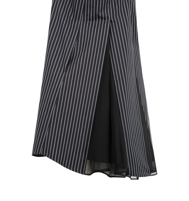 Image 3 of 3 - NAVY - SACAI Poplin Dress featuring concealed front button closure, sleeveless, collared neck, mini length and pleated at the back. Cotton. Made in Japan.