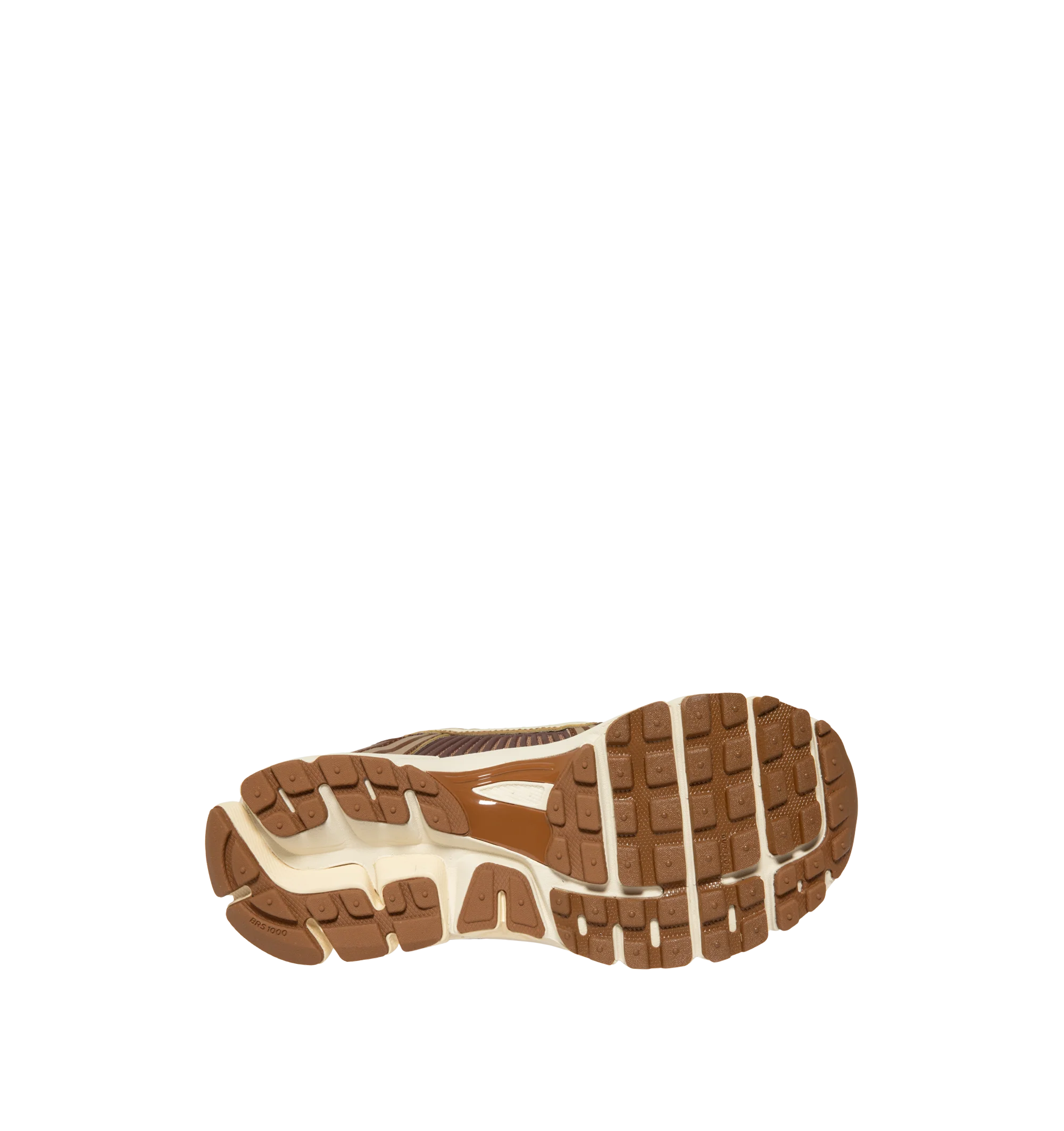 Image 4 of 5 - BROWN - Nike Womens Zoom Vomero 5 Sneakers feature a layered design with textile, synthetic leather, and plastic accents. Finished with Zoom Air cushioning, supportive side caging, reflective details, and a durable rubber outsole. Main Material: Textile, Synthetic Leather, Plastic; Outsole: Rubber. Imported 