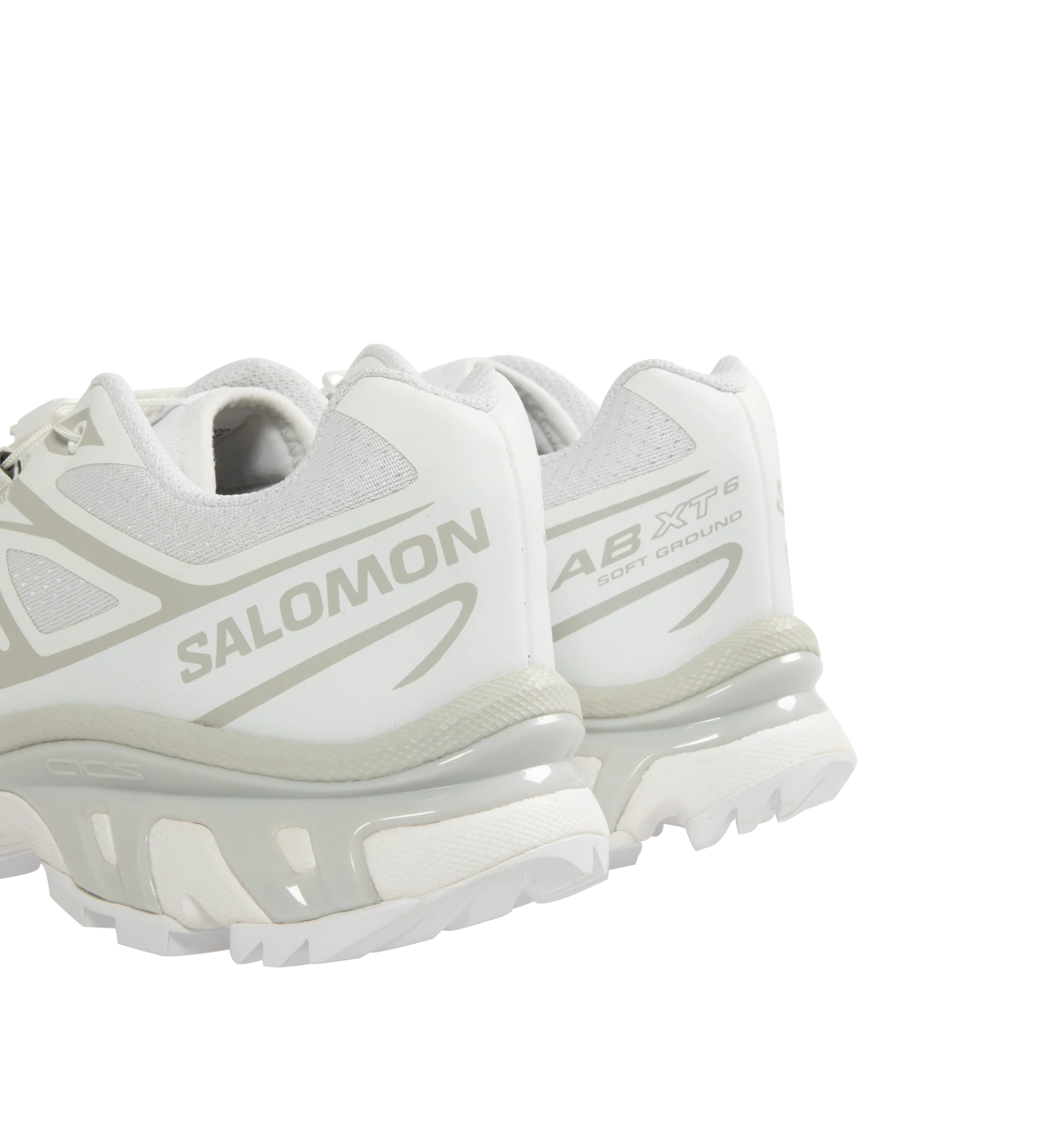 Image 3 of 5 - WHITE - Salomon XT-6 Sportstyle Sneakers are a lace-up style with an Agile Chassis System, abrasion-resistant TPU materials, single-layer mesh, SensiFit systems, protective toecaps, lace pockets for the Quicklace lacing system, molded OrthoLite sock liners, and rubber outsoles.