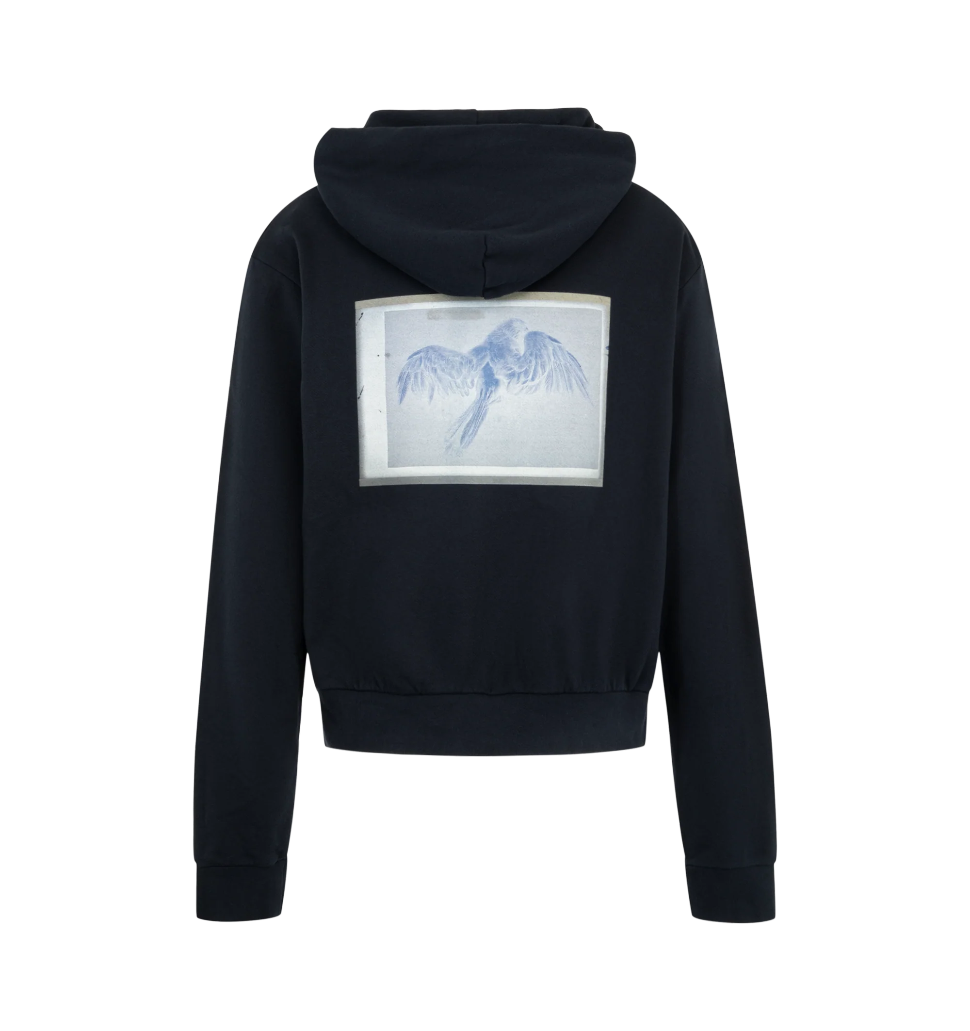 Image 2 of 2 - BLUE - Maison Margiela Men's Regular Cotton Hoodie is crafted from an unbrushed cotton sweatshirt with a hood and our numeric artwork label placed at the pocket. The relaxed body and kangaroo pocket keep the shape clean. Finished with our signature white stitch line at the back. Main Material: Cotton.