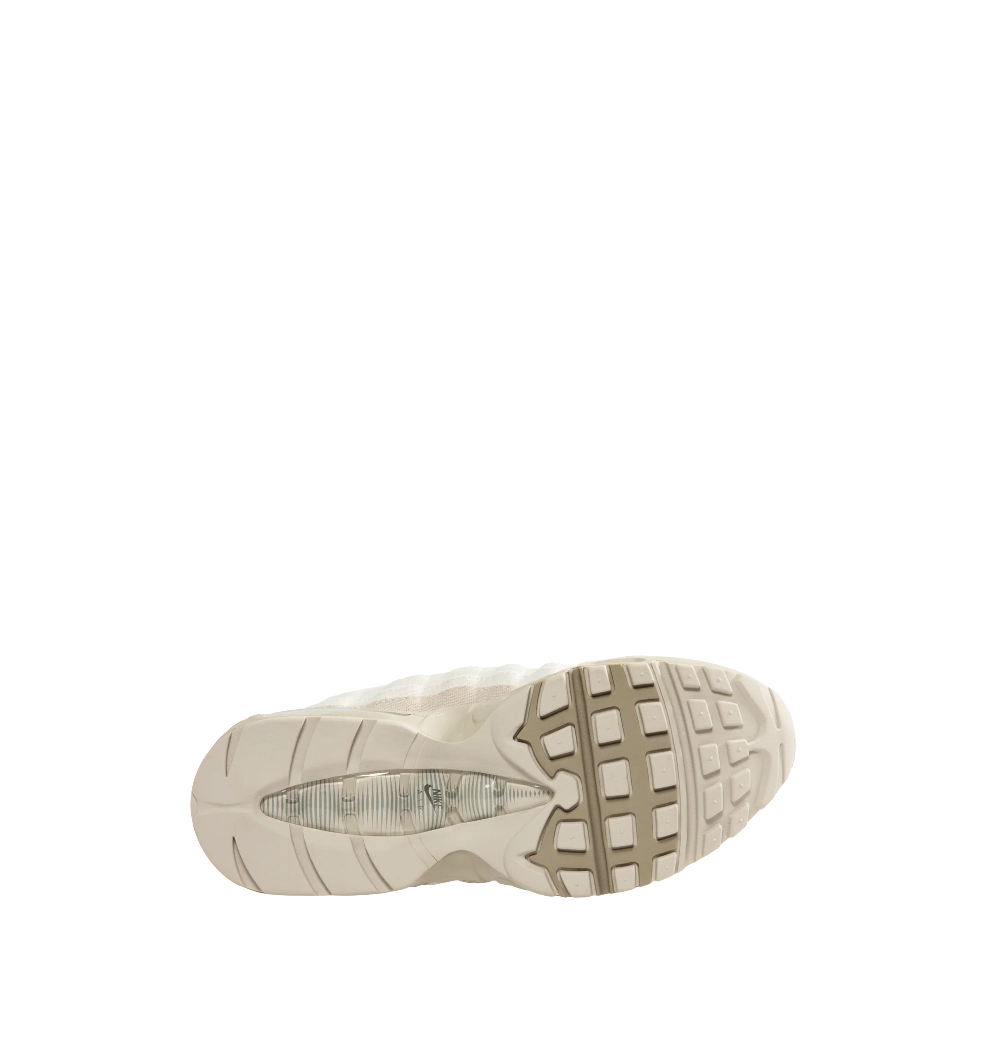 Image 4 of 5 - NEUTRAL - Nike Men's Air Max 95 Big Bubble Sneaker featuring textile and synthetic leather, visible Max Air cushioning, flex grooves in the midsole and outsole, foam midsole and rubber outsole.