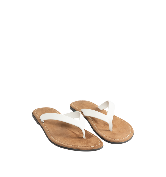 Image 2 of 4 - WHITE - THE ROW Beach Flip Flop featuring vegetable-tanned calfskin leather with seamless strap, padded goatskin insole and rubber sole. 100% calfskin leather. Synthetic sole. Made in Italy. 