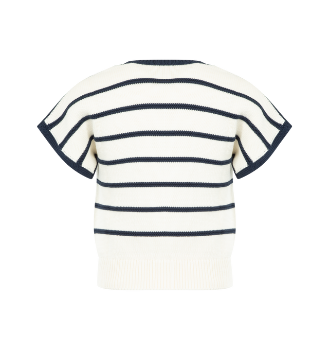 Image 2 of 2 - WHITE - LOEWE Sleeveless Sweater featuring square neckling, cap sleeves, boxy fit and stripes throughout. Made in Italy. 