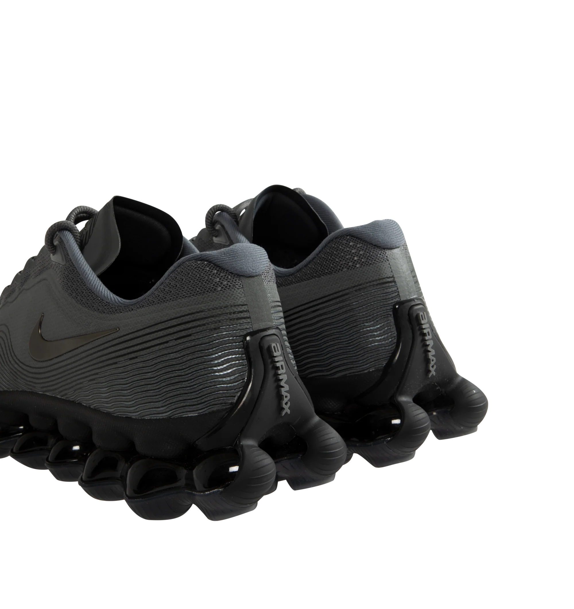 Image 3 of 5 - GREY - Nike Air Liquid Max Sneakers feature a textured upper with a low-cut silhouette for modern style and lasting comfort. These performance-inspired lifestyle sneakers combine a drop-in Cushlon midsole with a full-length point-loaded Max Air cushioning system for exceptional responsiveness, lightweight support, and all-day comfort. Main Material: Textile and Synthetic. Midsole: Cushlon with Max Air Cushioning. Sole: Rubber. 